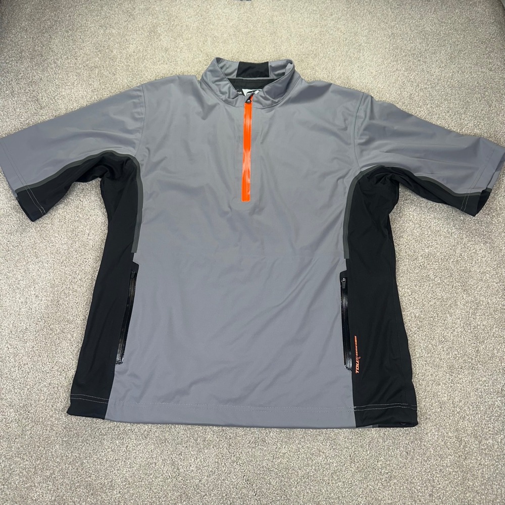 Sun Mountain Mens Large Rain Pullover‎ Grey Excellent Short Sleeve Golf T50201